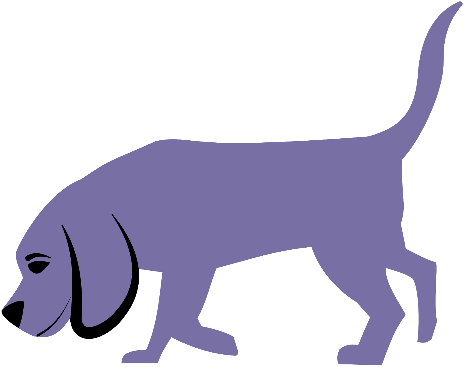 A sillouette of a dog sniffing.