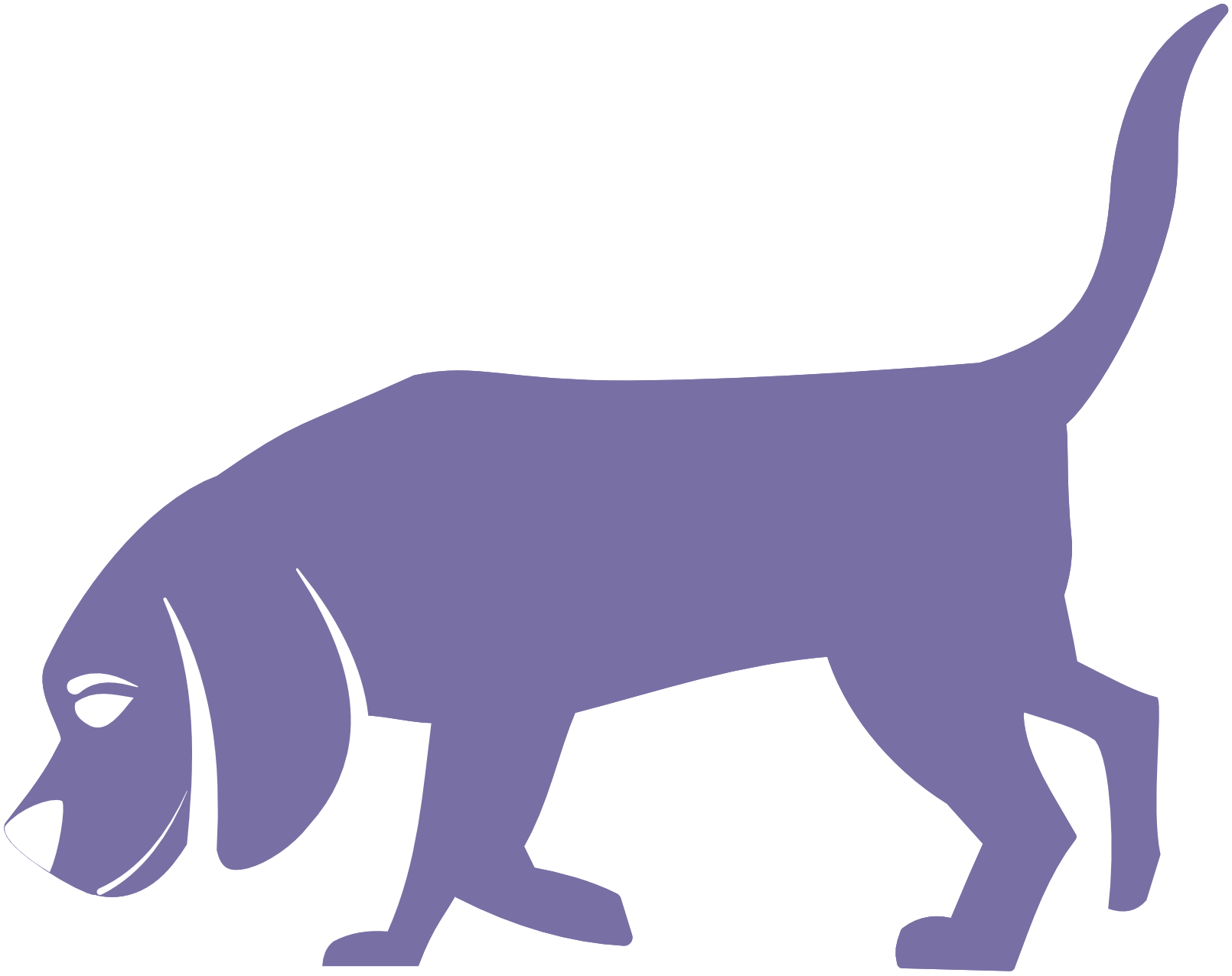 A sillouette of a dog sniffing.